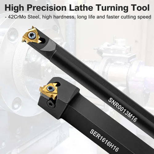 Vista 5 de Herramientas de corte de torno de metal – 1/2" y 5/8" soporte para herramientas de roscado barras de mandrinar con 10 piezas de insertos de carburo
