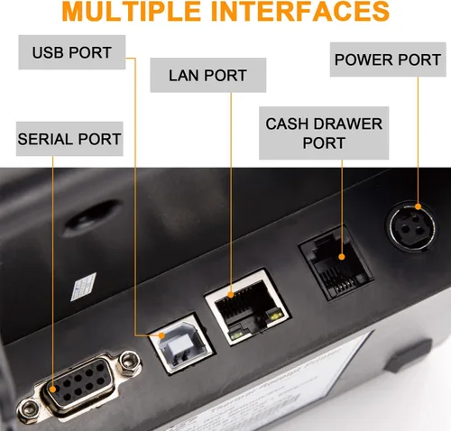 Vista 9 de Impresora POS Rongta, Impresora de Recibos Térmica de 80mm, Impresora de Cocina para Restaurante con Cortador Automático, Interfaz USB Serial