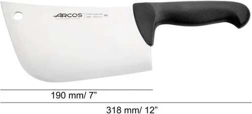 Vista 2 de Arcos Cuchillo de carnicero de acero inoxidable nitrum de 7 pulgadas y hoja de 7.480 in. Cuchillo de carnicero profesional. Mango ergonómico de Negro