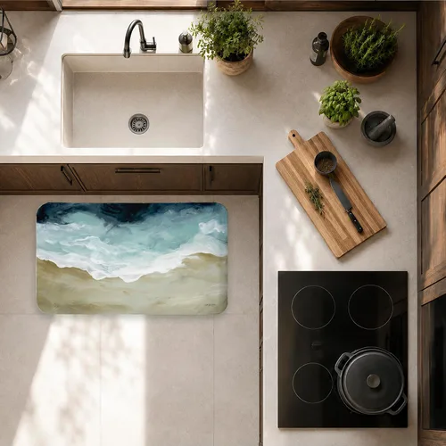Vista 6 de Aerial Beachscape Impression, 30 x 18 Inch Anti-Fatigue Kitchen Mat Aerial Beachscape Waves