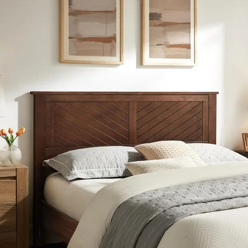 Vista 35 de ComfIQ Serene - Cabecero de panel de madera maciza con puntuación horizontal, tamaño individual, negro, fácil montaje, materiales de calidad