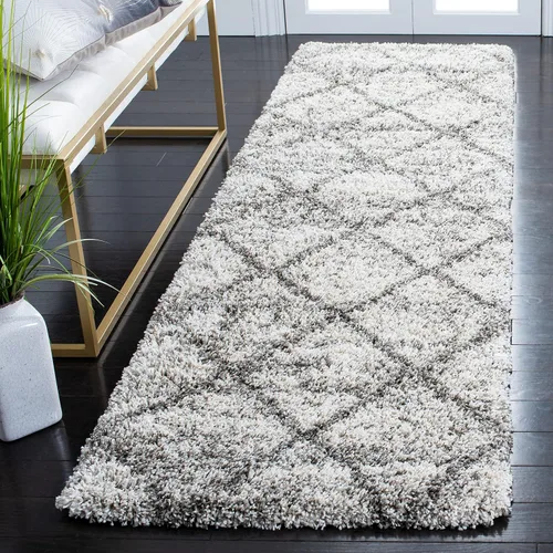 Vista 70 de SAFAVIEH Hudson Shag Collection - Alfombra decorativa de 2 x 3 pies, color beige y marfil, diseño moderno de enrejado, no desprende pelusa