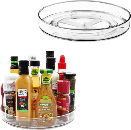 Vista 9 de Amolliar Lazy Susan de 2 niveles de 11 pulgadas, organizador giratorio para gabinete, cocina, nevera, encimera, baño, organizador de despensa