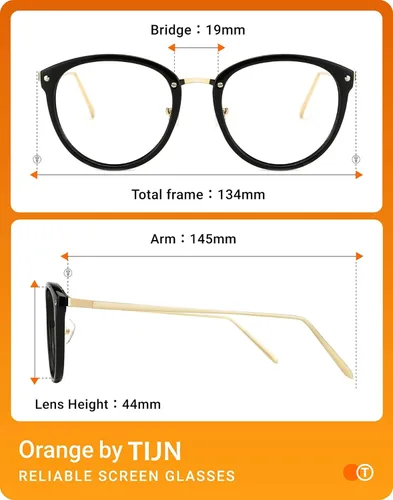 Vista 6 de Gafas TIJN de óptica con montura redonda de metal, estilo vintage, bloquean la luz azul, gafas sin prescripción con montura para mujer
