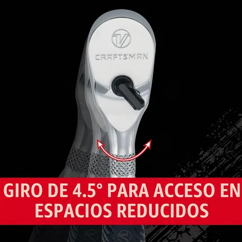 Vista 8 de CRAFTSMAN Trinquete Serie V, accionamiento de 1/4 pulgada, 80 dientes, agarre cómodo (CMMT86304V)