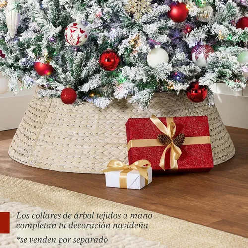 Vista 8 de Best Choice Products - Árbol de Navidad artificial preiluminado de 7.5 pies con nieve artificial, pino, 2-en-1 luces LED blancas y multicolor, Verde