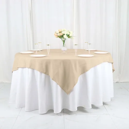 Vista 105 de Efavormart - Mantel cuadrado de lino de poliéster sin costuras, 54 x 54 pulgadas, color beige, para banquetes de boda, fiesta, restaurante