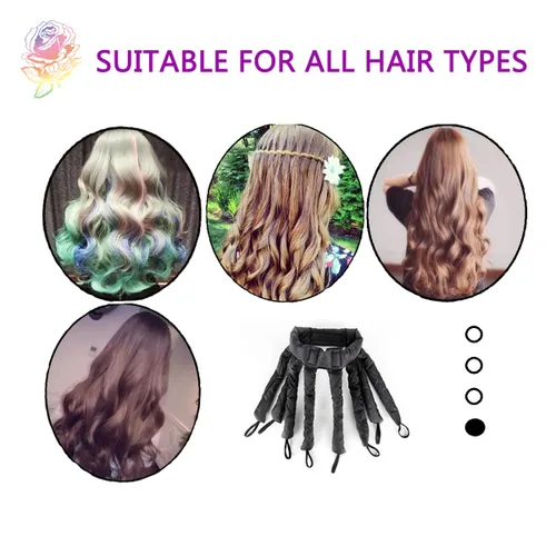 Vista 4 de Rizador sin Calor, Nuevo Diseño de Ocho Garras Mejorado 2025 Rizos sin Calor, Puedes Dormir con los Rizadores de Cabello en Rodillos de Cabello Negro