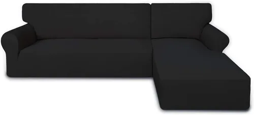 Vista 17 de PureFit - Fundas superelásticas para sofá modular en L, 2 fundas de elastano antideslizantes con borde elástico, ideal para niños y mascotas