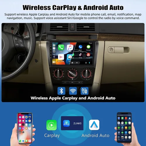 Vista 3 de Estéreo de coche 2+64GB para Mazda 3 2004-2009 Radio con Apple CarPlay Android Auto 9 "Pantalla táctil Android Radio con navegación GPS Bluetooth FM