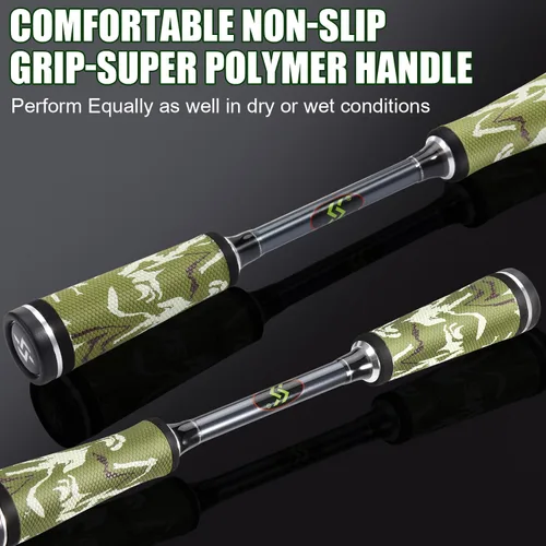 Vista 3 de Sougayilang Baitcaster Combo for Freshwater and Inshore, 2 Piece 30Ton+24Ton Graphite Fishing Rod with SuperPolymer Handle, 7.0:1 Gear Ratio