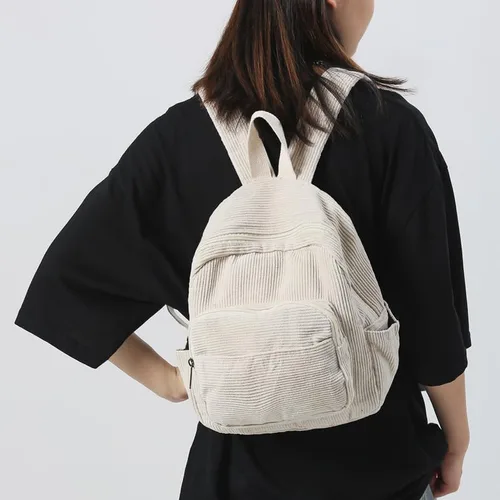 Vista 8 de Mochila pequeña para mujer y mujer, mochila estética, Beige, Tendencia