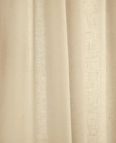 Vista 4 de Solino Home Cortina de lino europeo color beige, 52 x 96 pulgadas, filtro de luz, con bolsillo para barra, 96 pulgadas, 100% lino puro, tratamiento