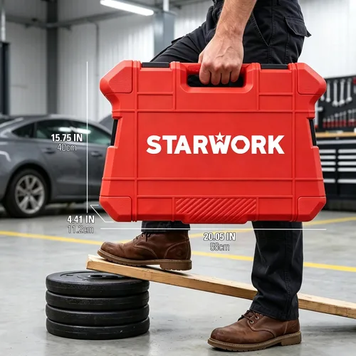 Vista 6 de STARWORK TRUE MECHANIC - Juego de herramientas mecánicas de 303 piezas, llave de trinquete 120T, profesional, SAE/métrica