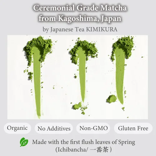Vista 2 de Polvo de té verde matcha ceremonial orgánico de Kagoshima JAPÓN Té japonés KIMIKURA Matcha KIMIKURA