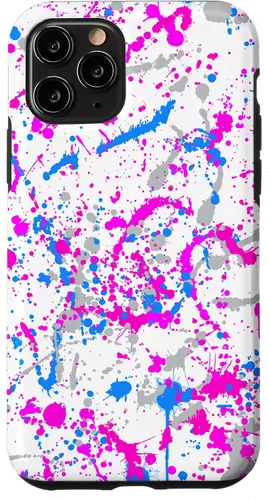 Vista 29 de iPhone 16 Rosa + Azul + Gris Blanco Patrón de salpicaduras de pintura
