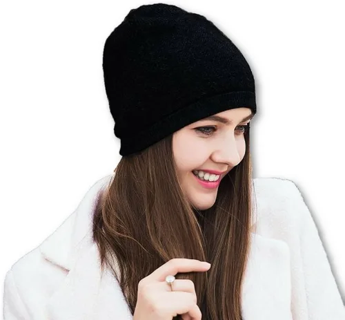 Vista 27 de WaySoft Gorro de cachemira 100% para mujer en una caja de regalo, gorro de gran tamaño para mujer