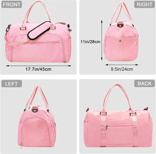 Vista 2 de woogwin Pequeña bolsa de gimnasio para hombres y mujeres con zapatos y compartimento húmedo, bolsa de lona impermeable para viajes, deportes