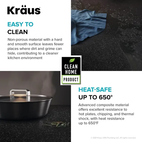 Vista 13 de KRAUS Bellucci Fregadero de cocina de granito con estación de trabajo empotrado de 30 pulgadas en negro metálico con accesorios, KGUW2-30MBL