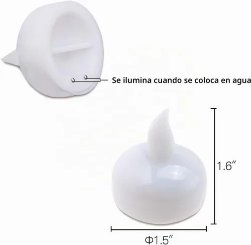 Vista 4 de Velas flotantes IMAGE sin llama luces LED flotantes de té, paquete de 12 velas impermeables para boda, fiesta, spa, hogar, interior, exterior Blanco