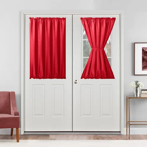 Vista 76 de Cortinas para puerta francesa, color aguamarina, 24 pulgadas de ancho x 40 pulgadas de largo, 1 panel Bolsillo para barra, semitransparente