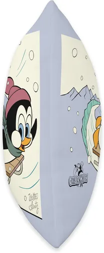 Vista 2 de Chilly Willy Penguin Sledding - Almohada de vacaciones, 16 x 16 pulgadas, multicolor