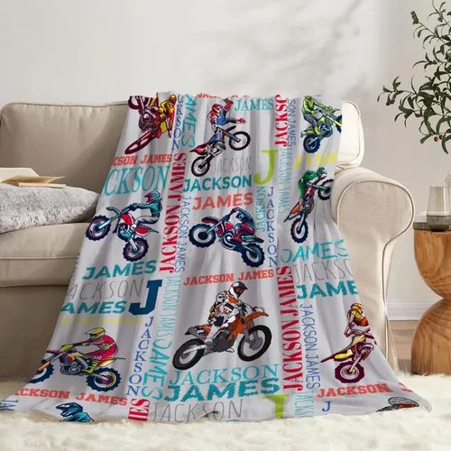 Vista 17 de Manta de forro polar suave para regalo de motocicletas de motocross, manta acogedora de franela, aire acondicionado, 50x40 pulgadas para niños
