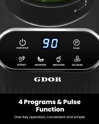 Vista 11 de GDOR Smoothie Blender for Kitchen,1200W Glass blender with 5 Smart Programs