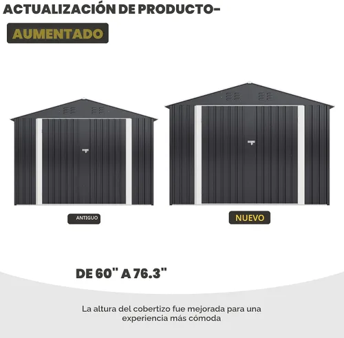 Vista 4 de Polar Aurora Cobertizo de almacenamiento al aire libre de 8 x 12 pies, cobertizo de jardín de metal con estructura de marco actualizada, cobertizos
