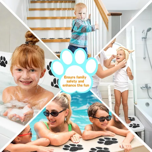 Vista 7 de Secopad Adhesivos antideslizantes para bañera, 20 unidades grandes de seguridad para bañeras, duchas, peldaños adhesivos con raspador premium (negro)