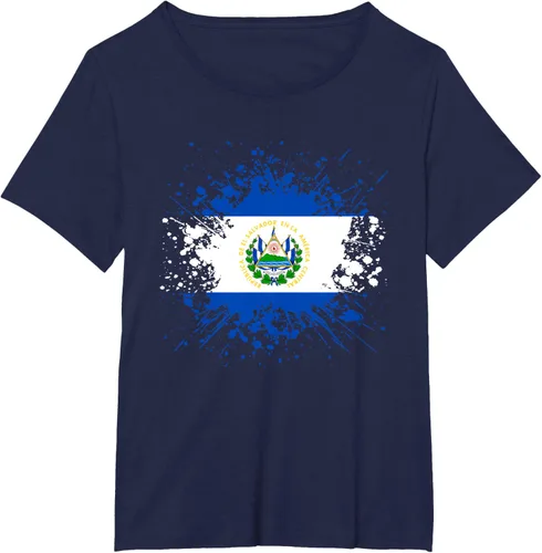 Vista 6 de Camiseta Salvador Patrimonio de la Familia Salvadoreña País Bandera de El Salvador, Negro