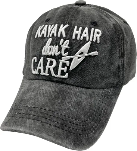 Vista 2 de Waldeal Women's Kayak Hair Don't Care Hat, Denim Washed Adjustable Baseball Cap