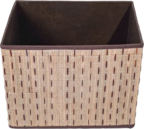Vista 6 de Vintiquewise Caja de almacenamiento decorativa plegable beige con tapa, organizador grande de suéteres para armario, bonito contenedor