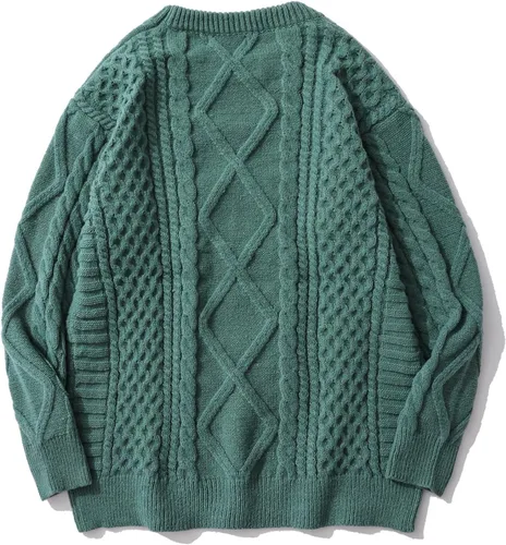 Vista 33 de Aelfric Eden Oversized Knit Sweater Solid Vintage Pullover Unisex Woven Crewneck Knitted Tops