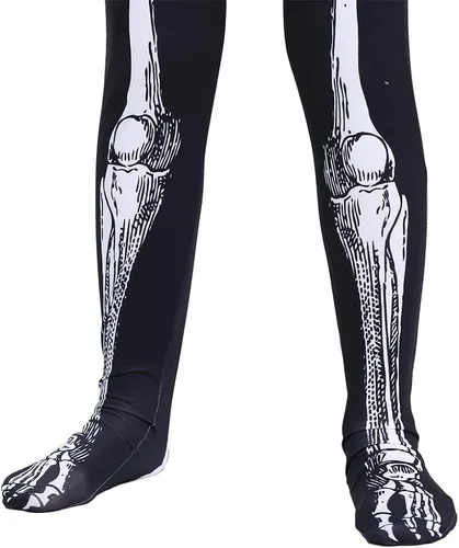 Vista 9 de Disfraz unisex de esqueleto con capucha de esqueleto para fiesta de Halloween