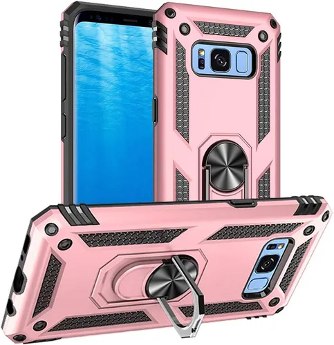Vista 9 de Yiakeng Funda para Samsung Galaxy S8, Samsung S8, funda protectora de grado militar con anillo para Samsung Galaxy S8 (verde militar)