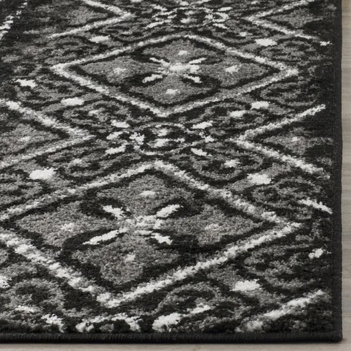 Vista 5 de SAFAVIEH Alfombra de área 8x10 - Colección Adirondack - Grande - Negro y plateado, diseño marroquí bohemio, no suelta pelusa y fácil de limpiar