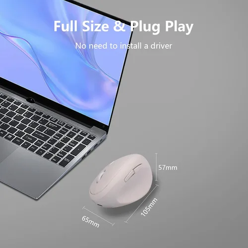 Vista 3 de Ratón ergonómico inalámbrico para computadora, blanco, unisex