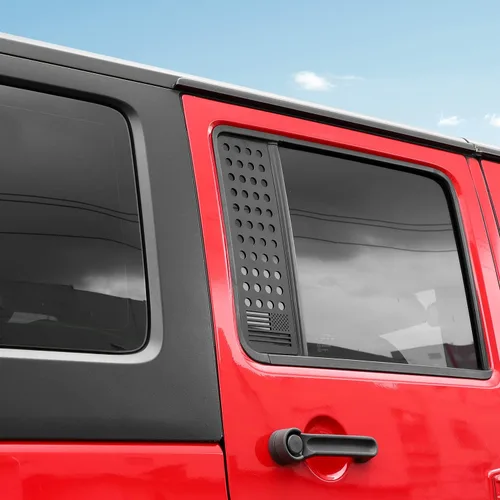 Vista 7 de Hoolcar Adhesivos para ventana de puerta trasera, cubierta de panel de vidrio de aleación de aluminio para Jeep Wrangler JKU 2007-2017, 4 puertas