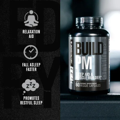 Vista 4 de Build PM nocturno para construir músculo y ayudar al sueño– Suplemento de recuperación posterior al entrenamiento y soporte para dormir