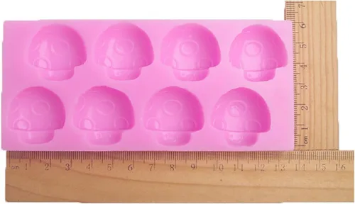 Vista 2 de Molde de silicona de 8 cavidades para hongos 3D para hacer dulces de fondant, moldes de chocolate, piruletas, postres, cubitos de hielo, goma