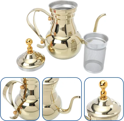 Vista 5 de Zerodeko Cafetera árabe Agua Verter sobre tetera Hervidor de té Hervidor de té Cafetera Infusor Tetera Cafetera Café Cafetera Italiana Mantequilla