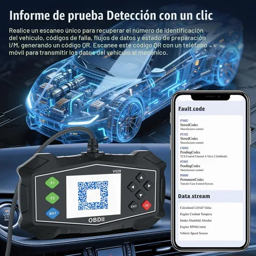 Vista 6 de Escáner OBD2 Lector de código de diagnóstico, luz de motor OBD II automotriz, probador de batería, modo 6, modo 8 y preparación I/M, herramienta