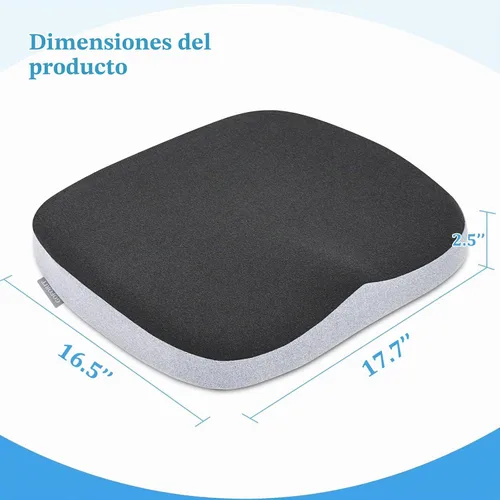 Vista 3 de GOFORIT Cojín de asiento de espuma viscoelástica moldeada, diseño de espuma de doble capa, cojín ergonómico para aliviar el dolor de ciática