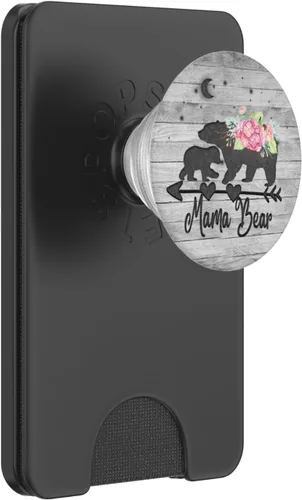 Vista 7 de Rosa rubor rosa floral Mama oso y un cachorro bebé gris rústico PopSockets intercambiables PopGrip