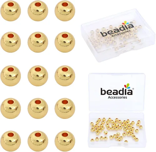 Vista 34 de BEADIA - Cuentas espaciadoras redondas bañadas en oro de 14 quilates, 2 mm, 600 piezas para hacer joyas sin decoloración