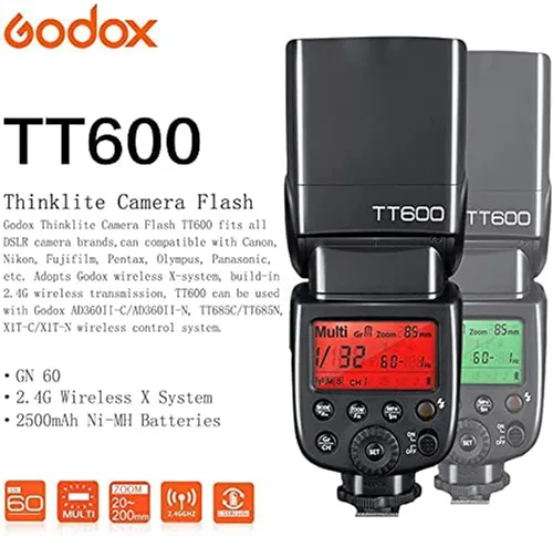 Vista 2 de Godox TT600 2.4G Flash Speedlite para cámaras Canon Nikon Pentax Olympus Fujifilm Panasonic Pentax