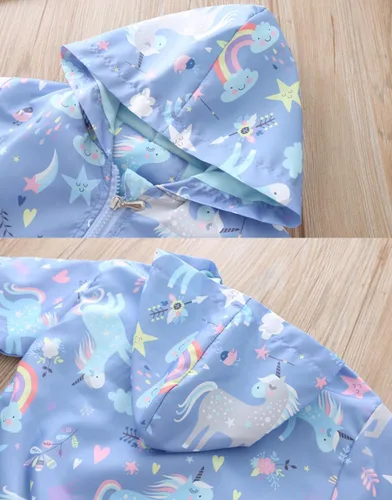 Vista 2 de Feidoog Chamarras con capucha y cremallera para niños y niñas, con dibujos animados, para primavera y otoño