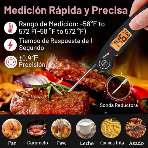 Vista 2 de ThermoPro TP605 Termómetro Digital de Lectura Instantánea para Carne para Cocinar, Termómetro de Alimentos Impermeable con Retroiluminación