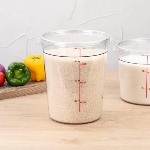 Vista 6 de Restaurantware Met Lux - Contenedor de almacenamiento de alimentos de 8 cuartos de galón, 1 recipiente redondo de almacenamiento comercial, tapa se